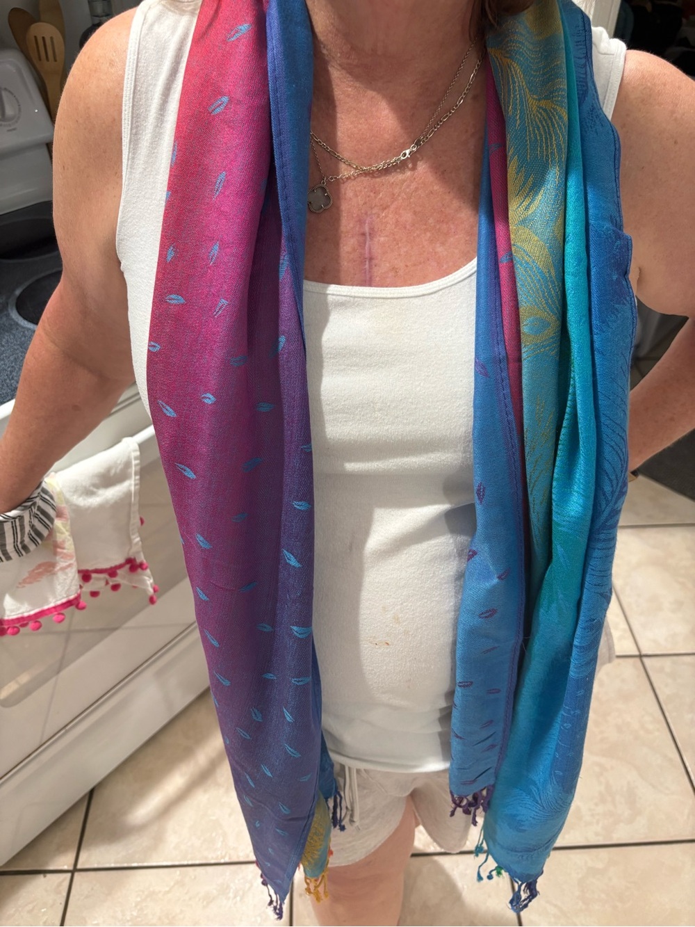 pashmina Vibrant Blue and Magenta Ombre Scarf